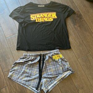 Stranger Things pyjama set womens size small- black blue yellow